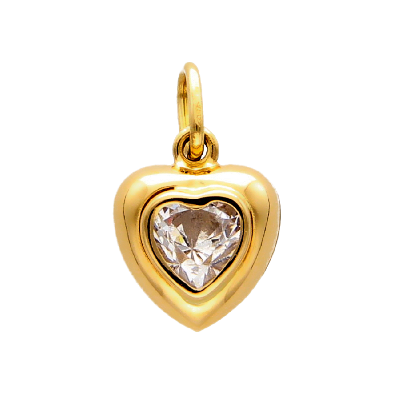 Yellow Gold Heart Pendant with Zircon