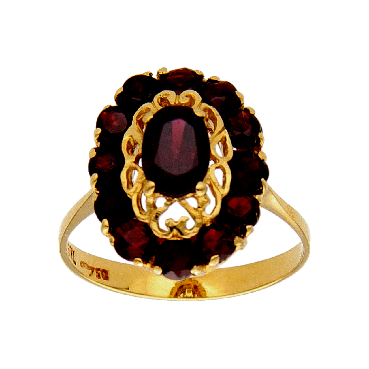 Yellow Gold Ring with Garnets