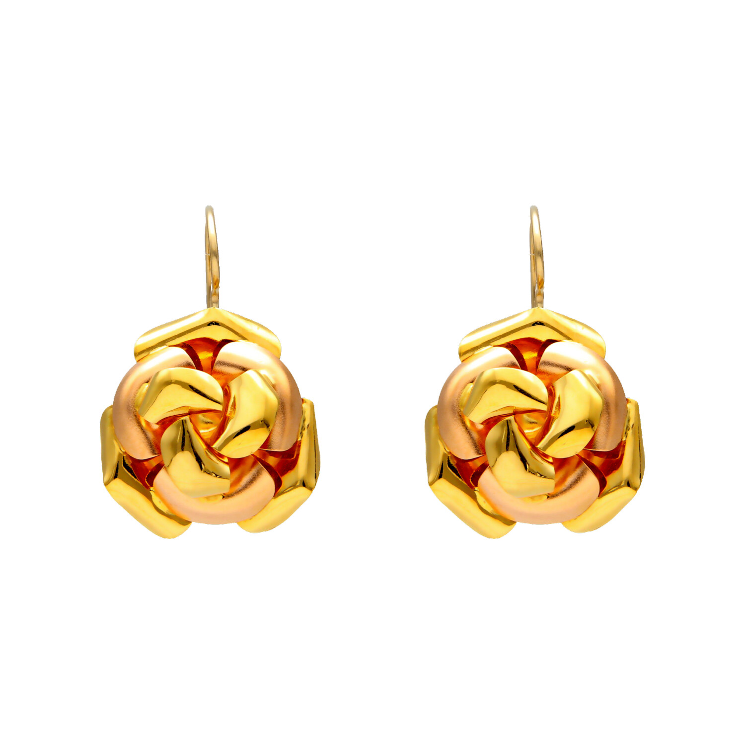 Rose earrings yellow and rose gold