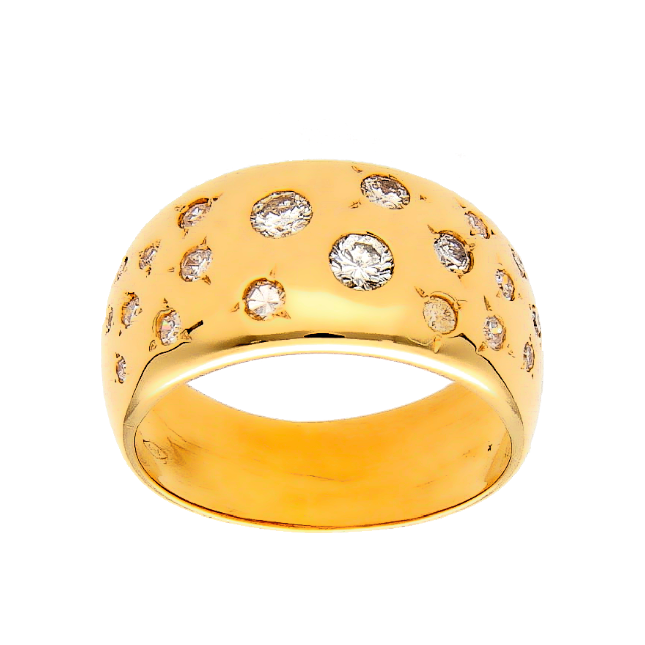 Anello a fascia in oro giallo con diamanti purezza VVS1 colore F