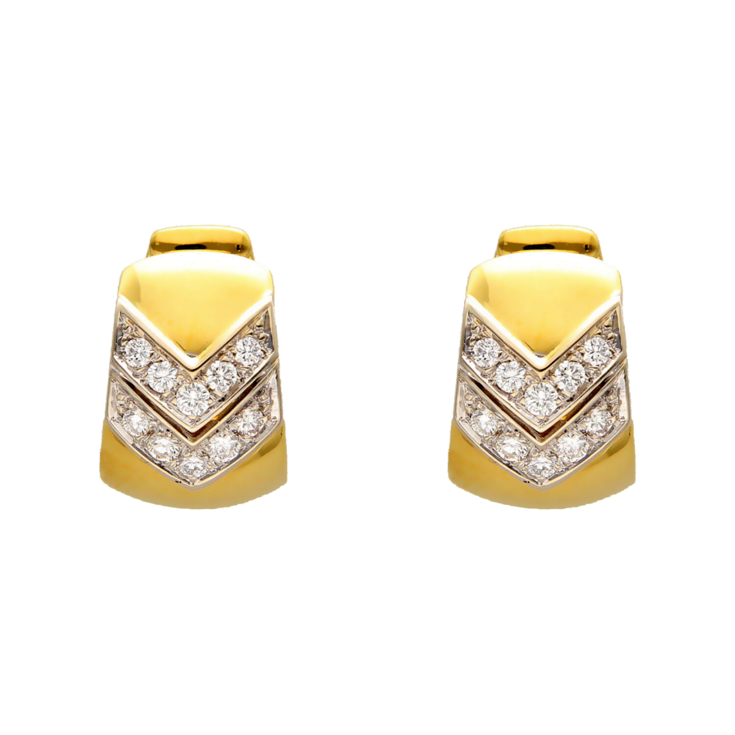 Orecchini in oro giallo con diamanti purezza VVS1 colore F