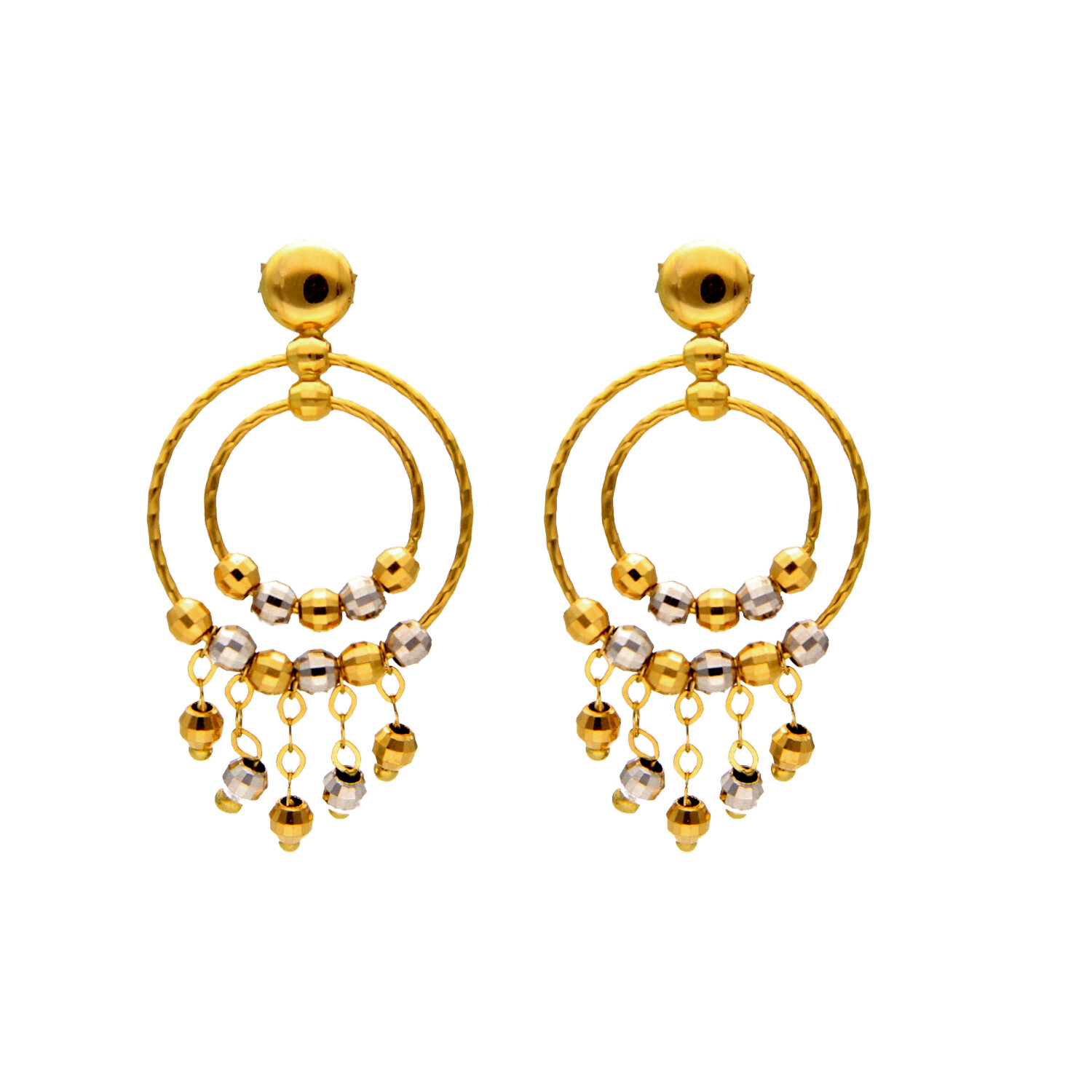 Yellow and white gold earrings