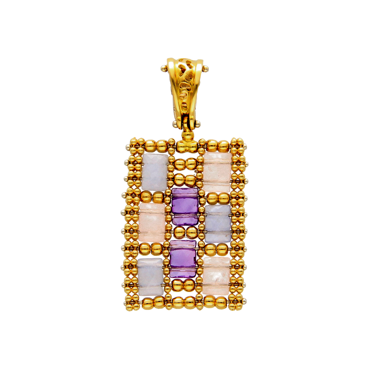 Yellow gold pendant with colored stones
