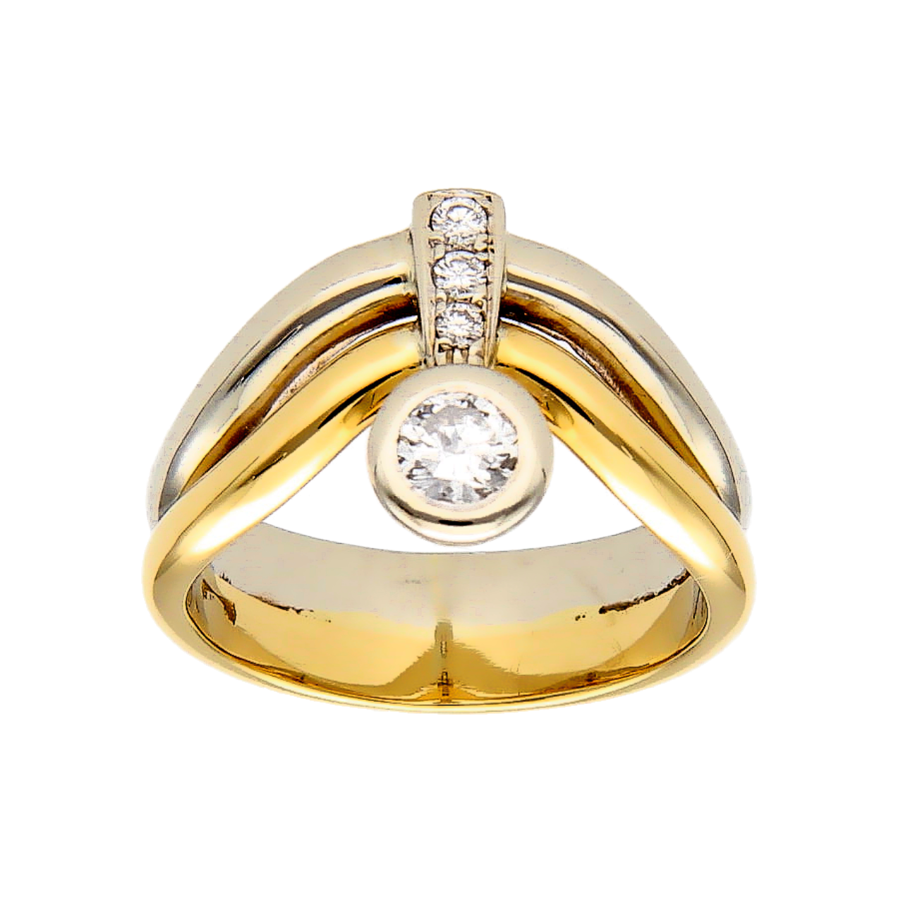 Weiß und Gelbgold Ring mit 0.33 ct. Diamanten G/VVS2