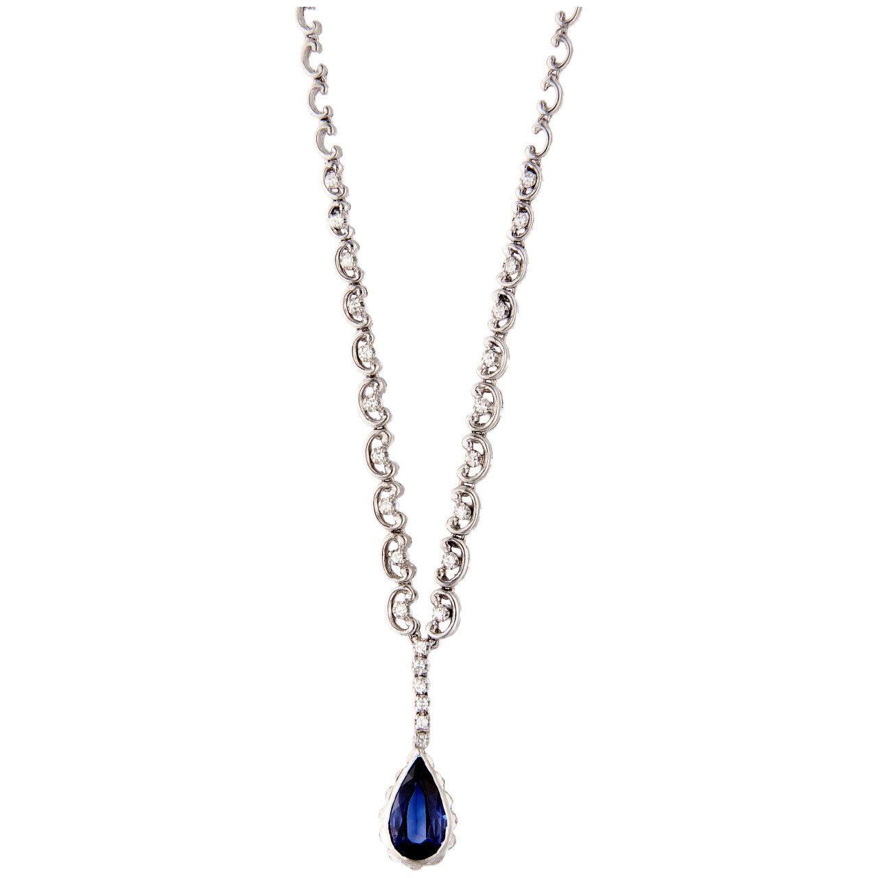White Gold Necklace with Sapphire and 0.92 ct. Diamonds VS1/J