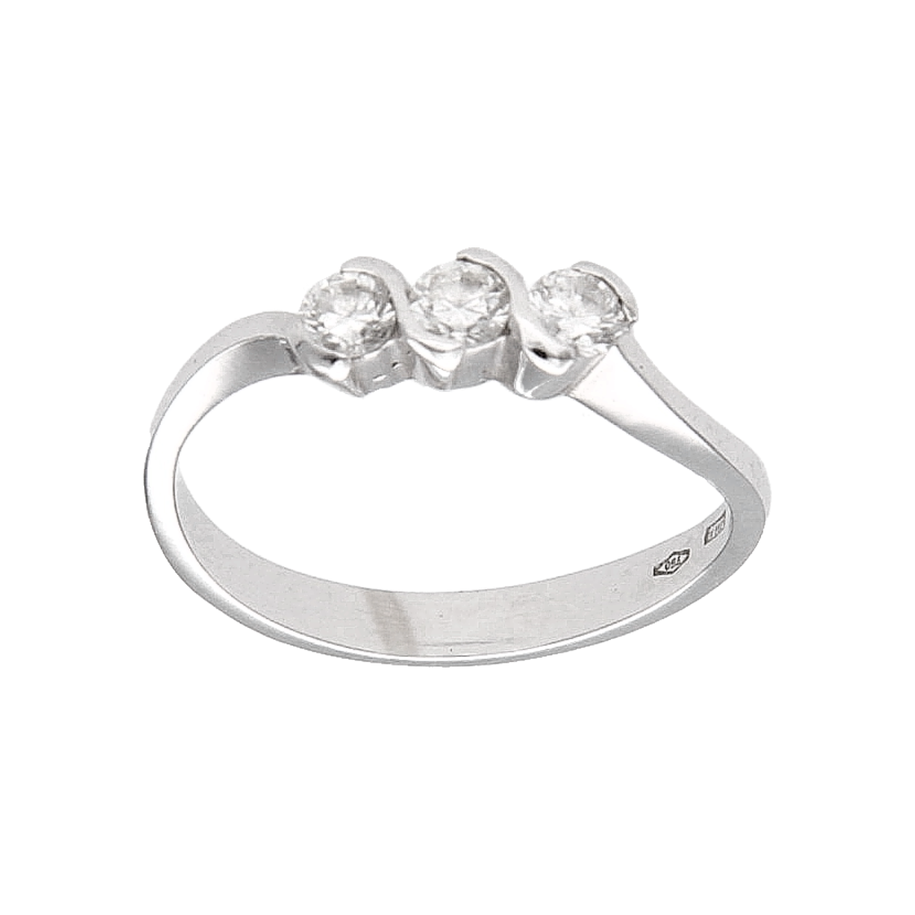White gold trilogy ring with 0.24 ct. diamonds G/VVS2