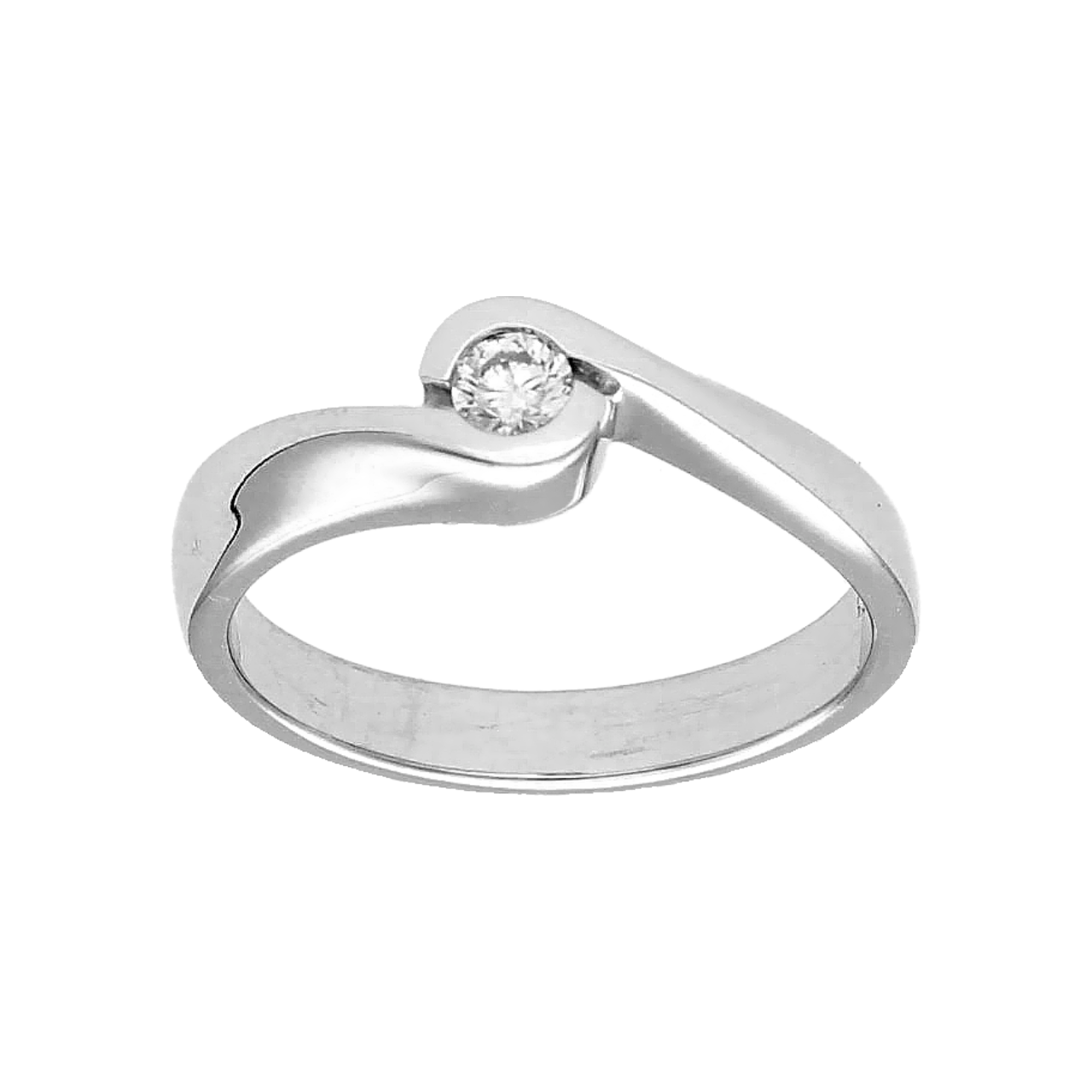 Anillo solitario oro blanco con diamante 0.12 ct F/IF