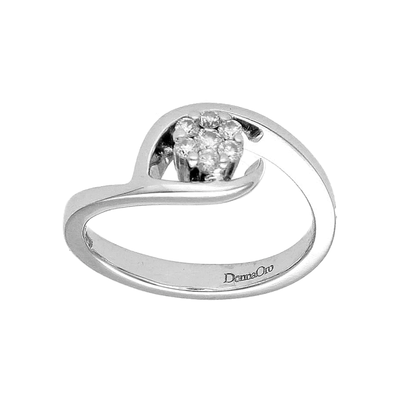 Anillo solitario oro blanco con flor diamante 0.20 ct G/VVS2