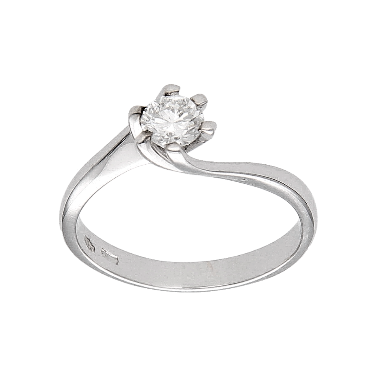 White gold solitaire ring with 0.60 ct. diamond F/IF