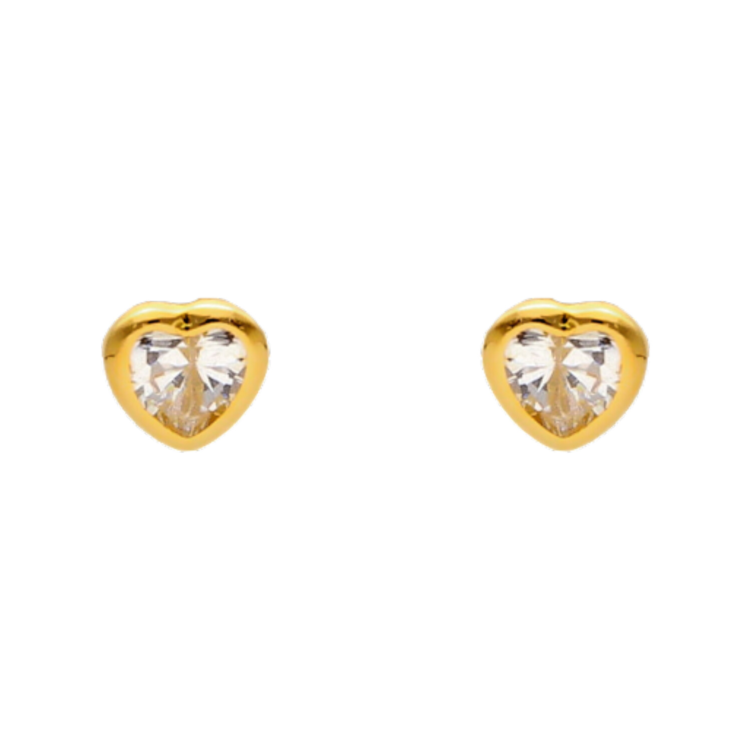 Yellow gold heart-shaped earrings with Zircons