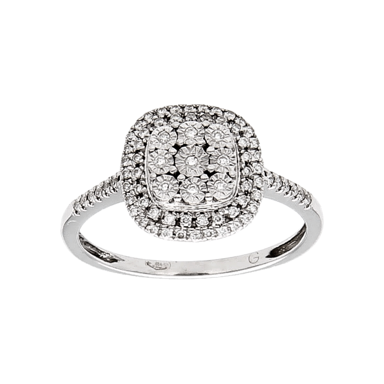 Anello in oro bianco con pavè i Diamanti 0,70ct Clarity VS1 Color G