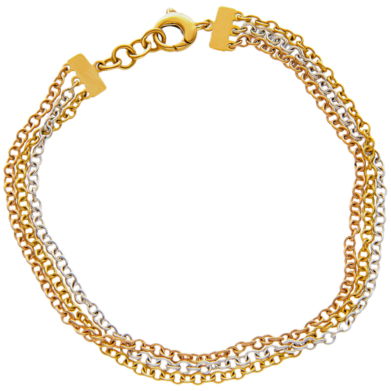 Pulsera tres hilos en tres oros
