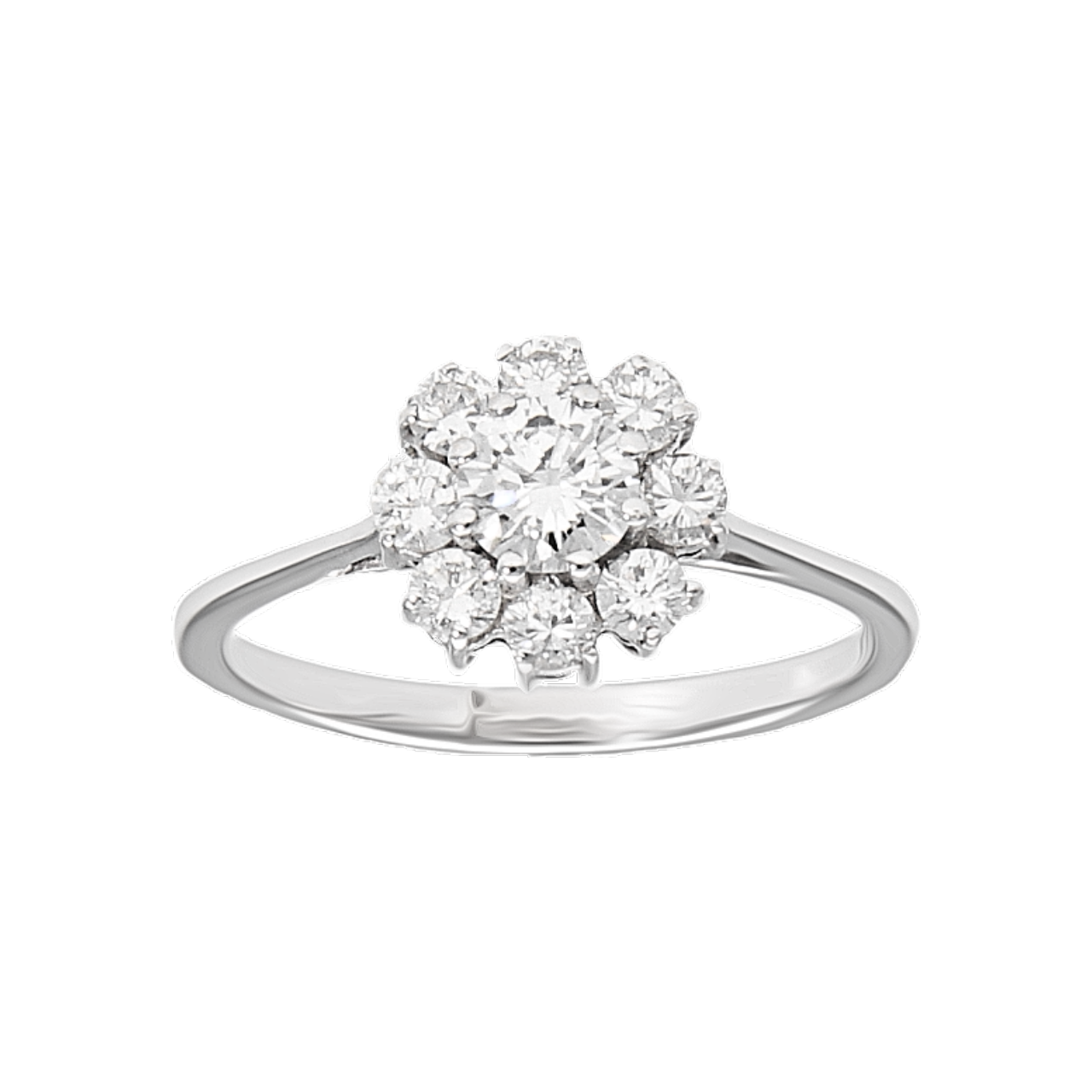 Anillo flor diamantes en oro blanco