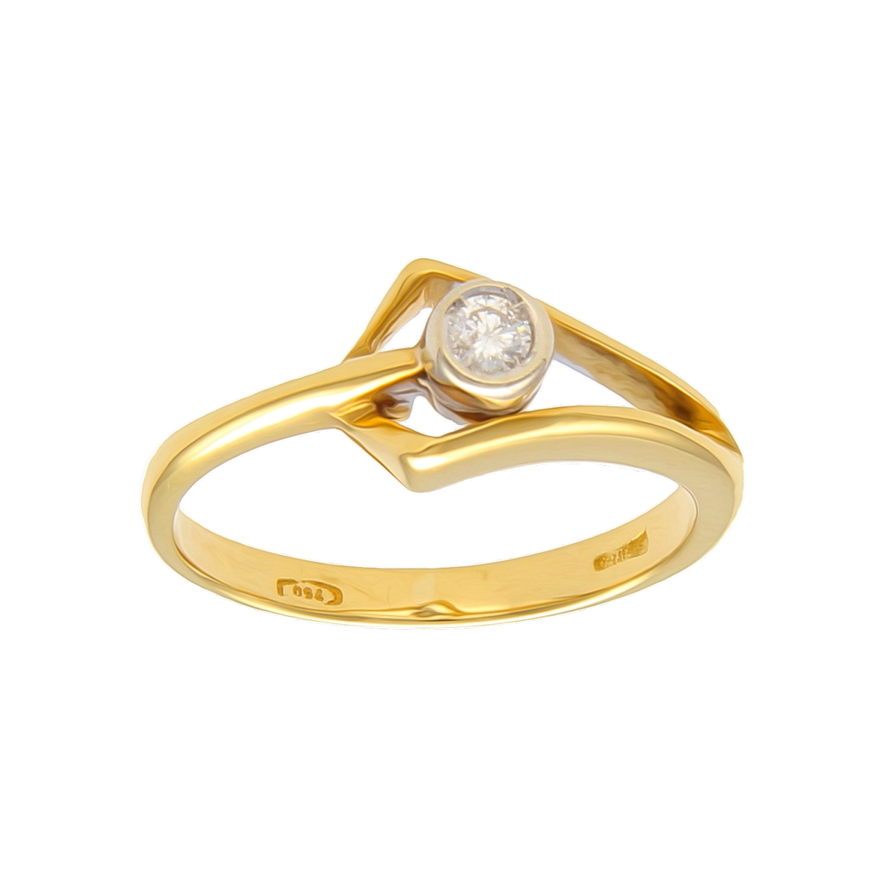 Solitär-Ring aus Gelbgold mit Diamant 0.08 ct. SI/K
