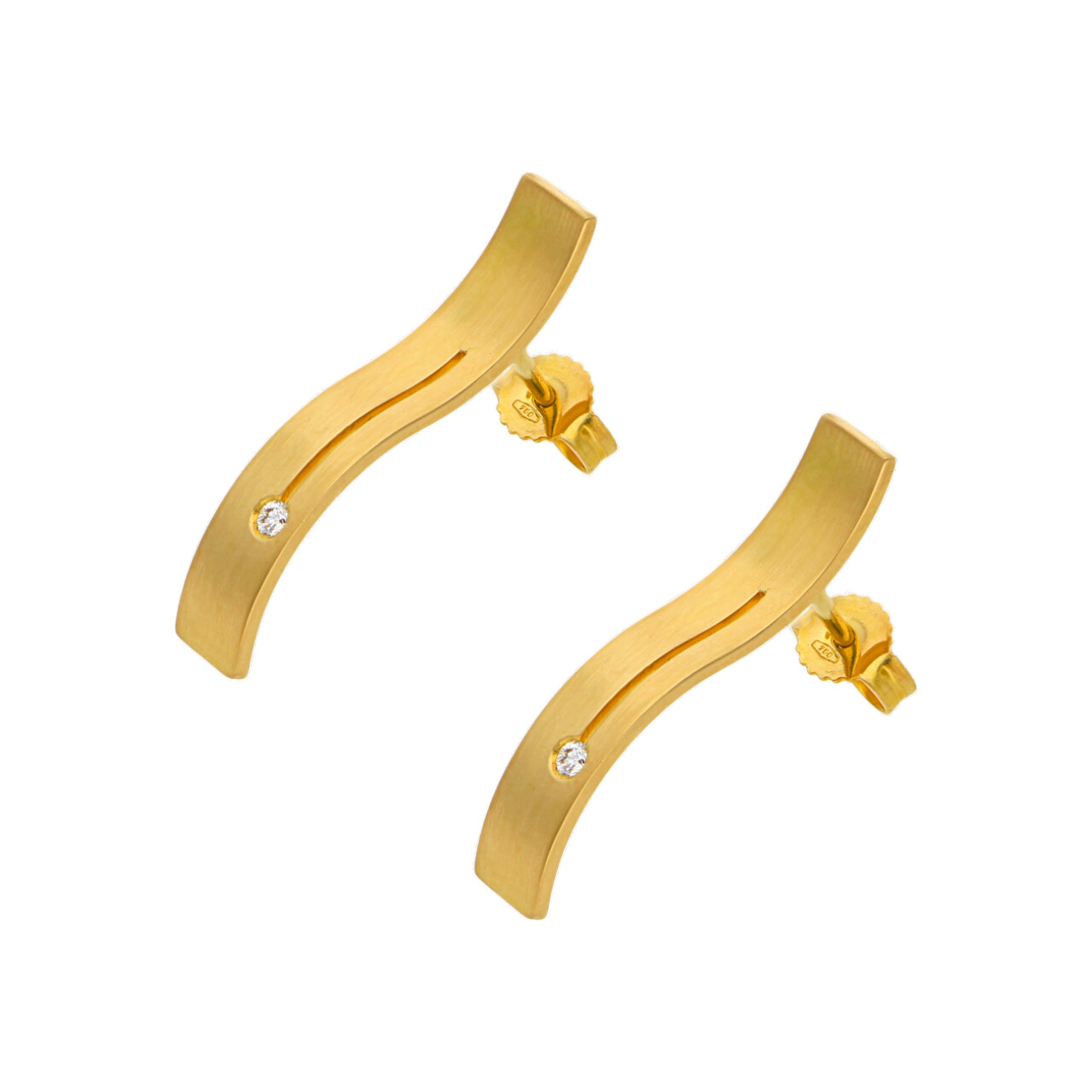 Orecchini in oro giallo satinato con diamanti_2