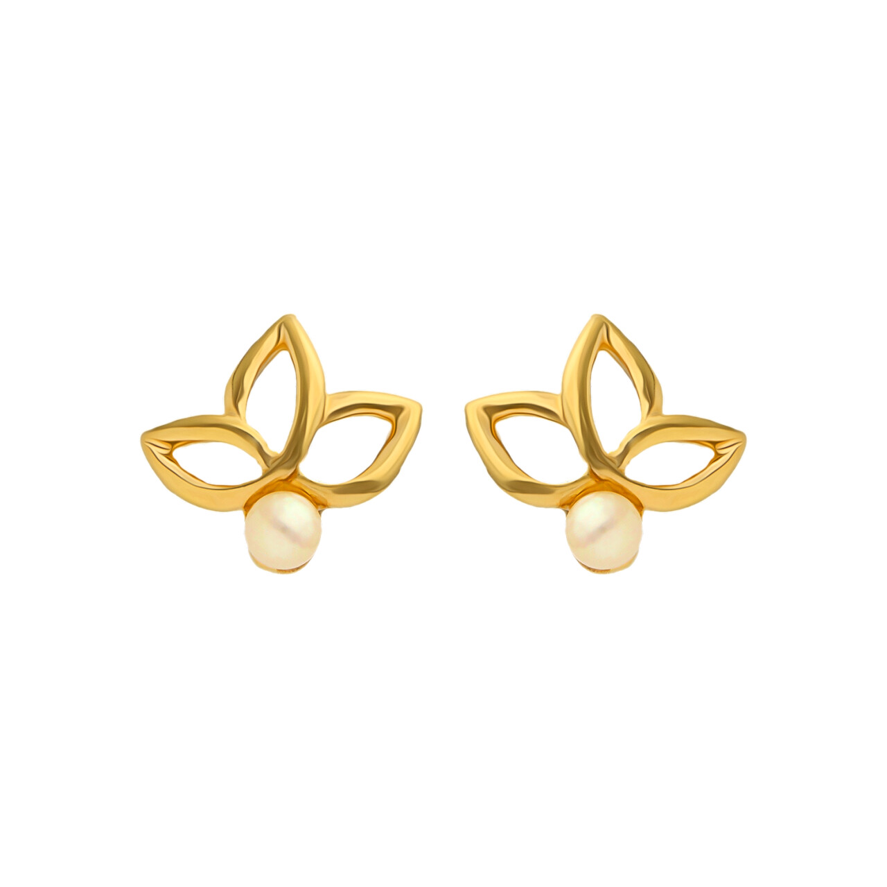 Orecchini in oro giallo fiore con perle_1