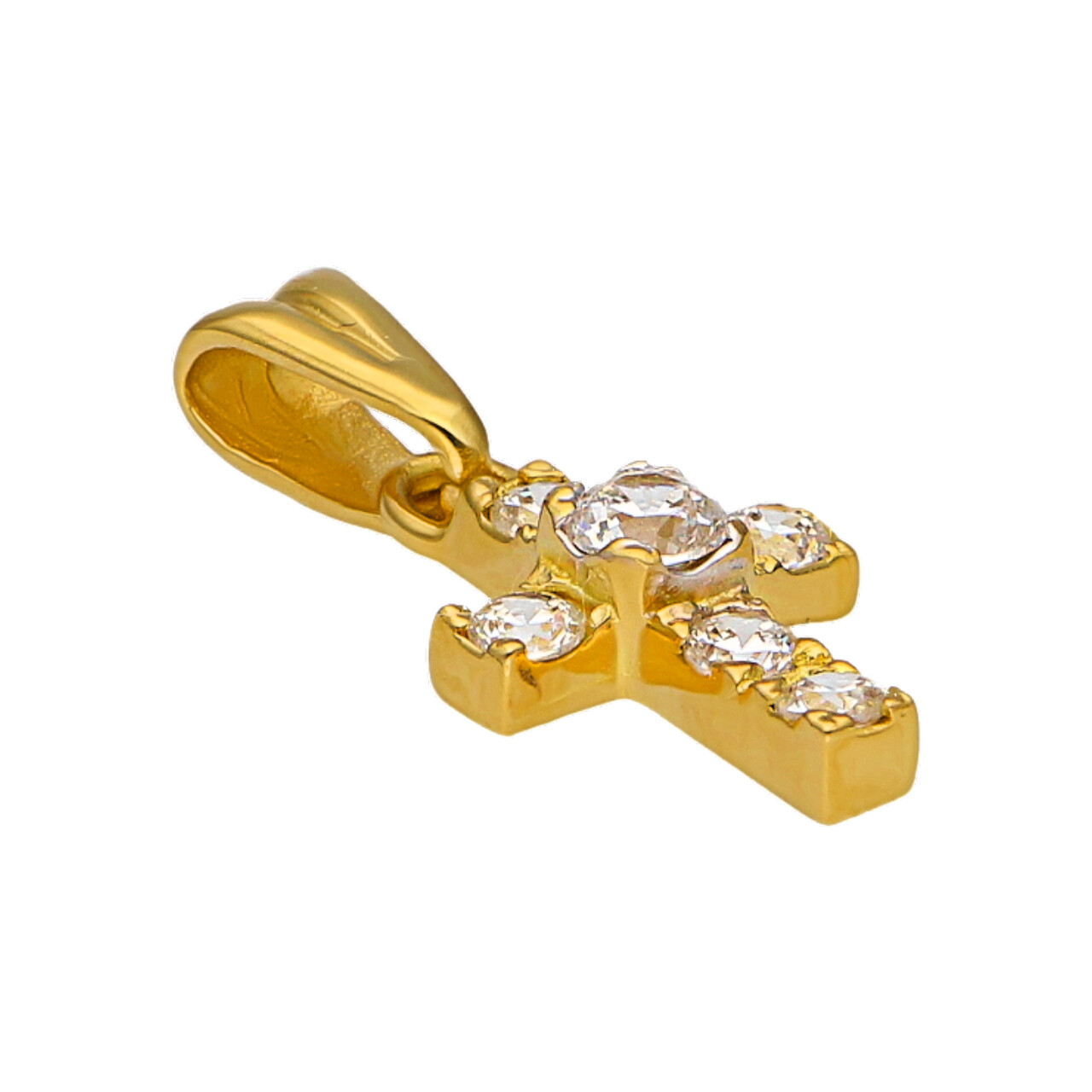 Ciondolo croce oro giallo con zirconi_3