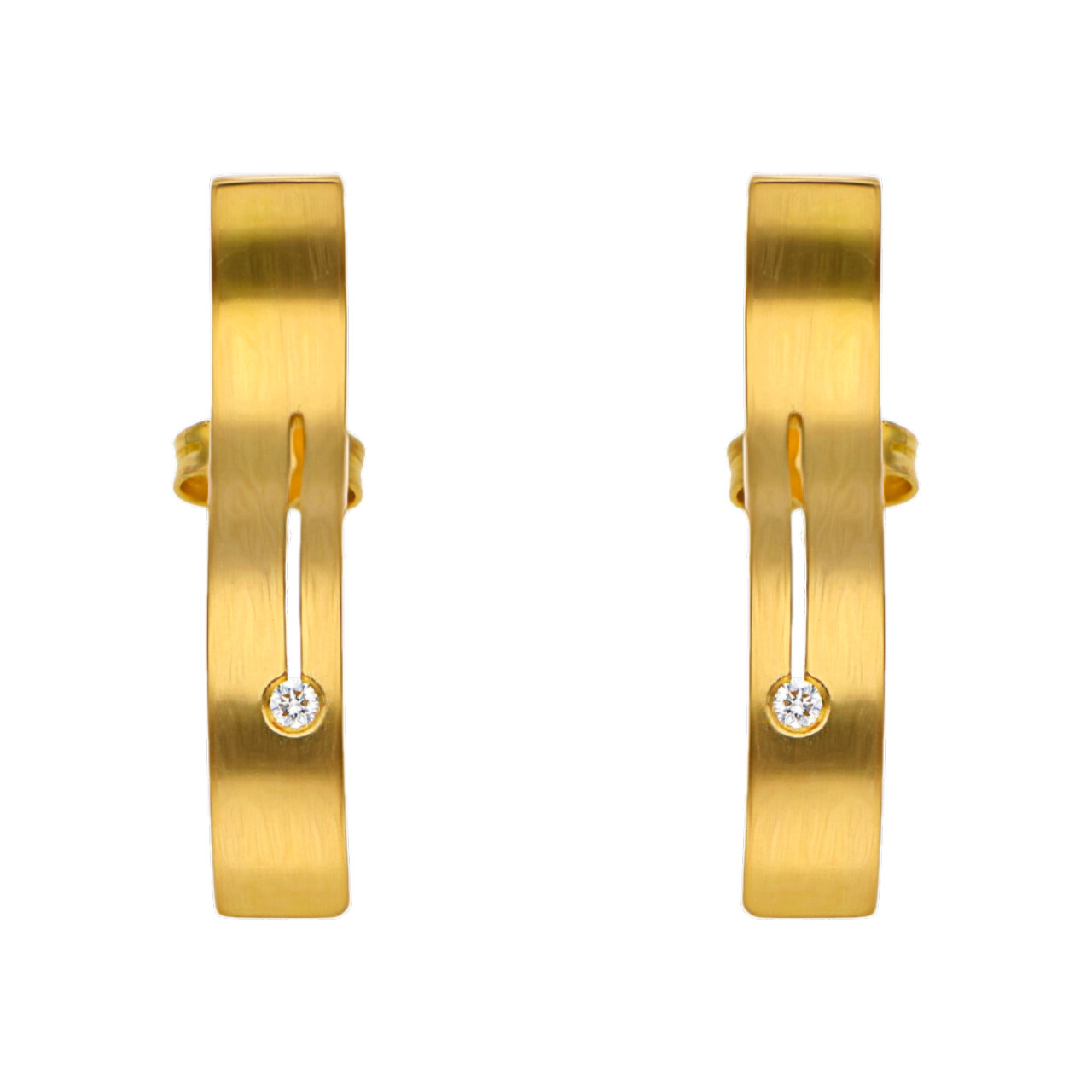 Orecchini in oro giallo satinato con diamanti_1