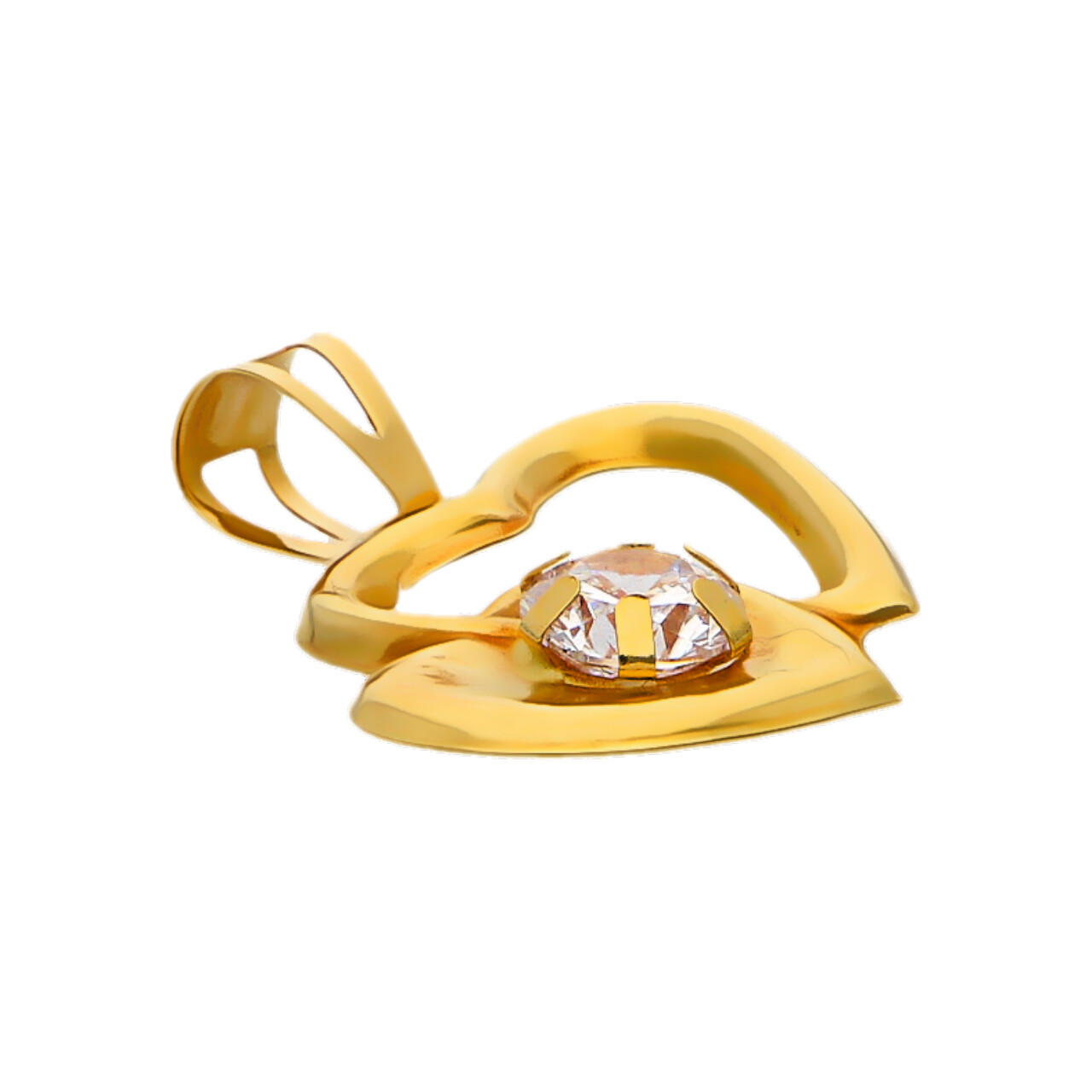 Ciondolo due cuori oro giallo con zircone_4