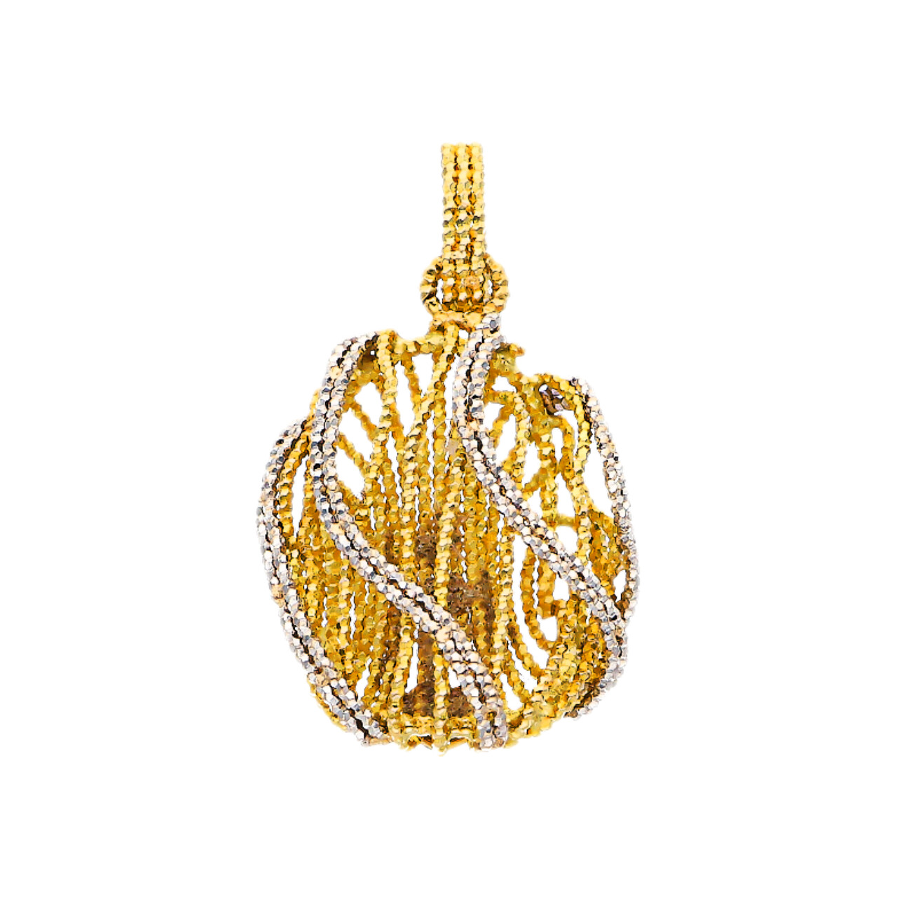 Ciondolo a fili intrecciati in oro giallo e bianco_1