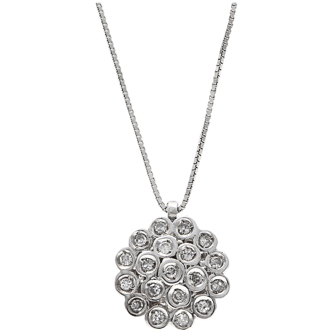 Collana oro bianco con ciondolo fiore di diamanti_3