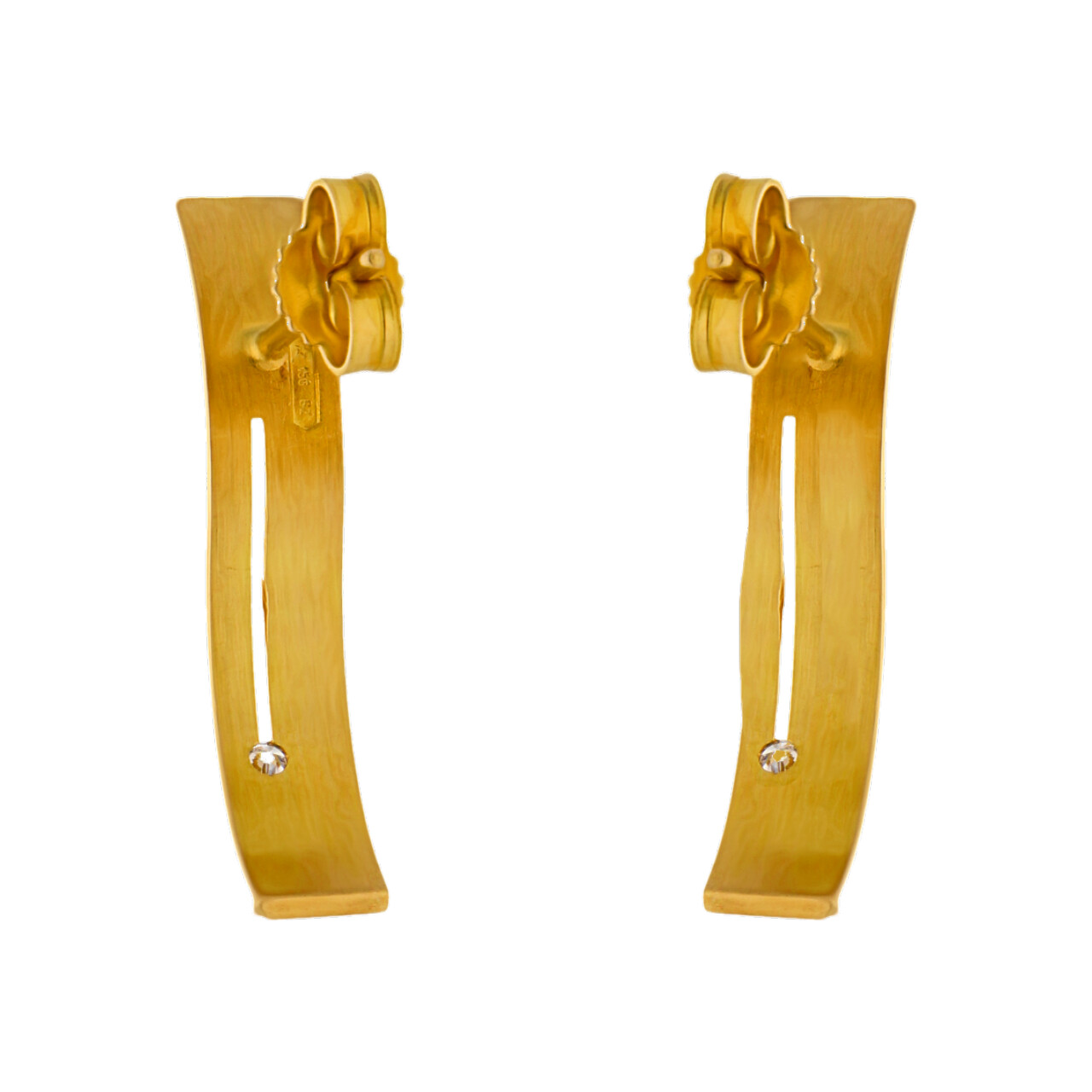 Orecchini in oro giallo satinato con diamanti_4