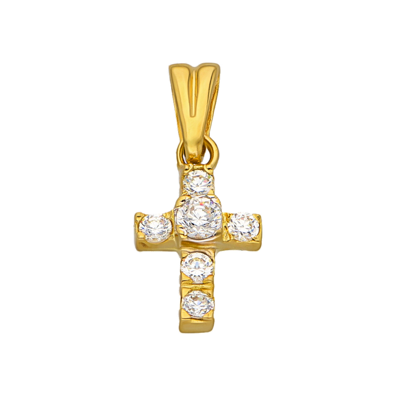Ciondolo croce oro giallo con zirconi_1
