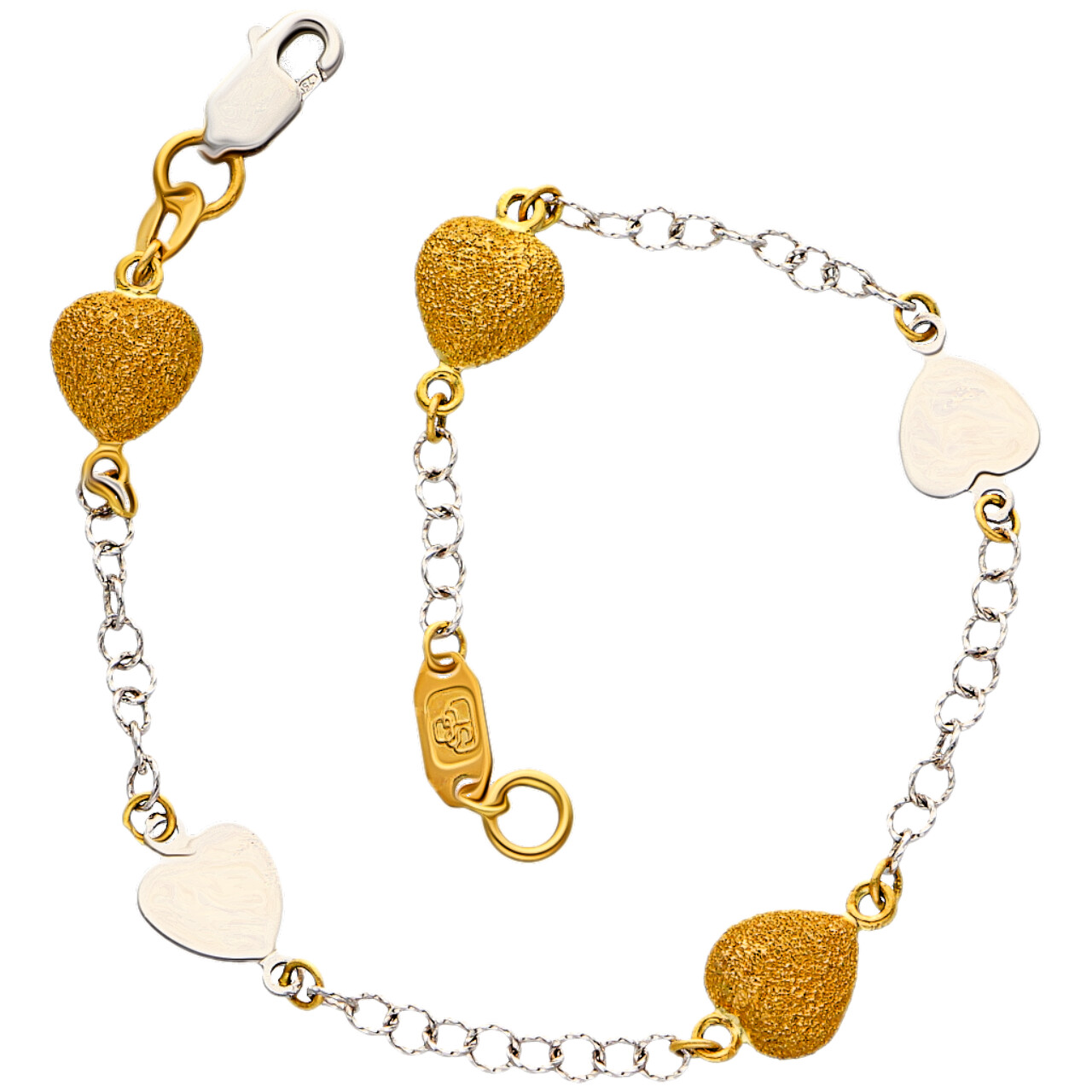 Bracciale due ori con cuoricini_2