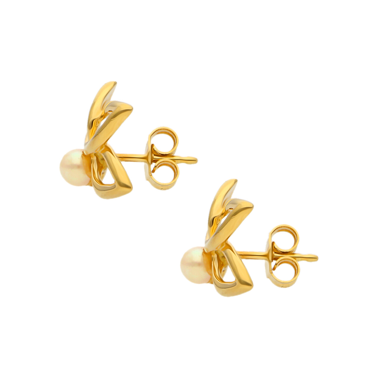 Orecchini in oro giallo fiore con perle_2