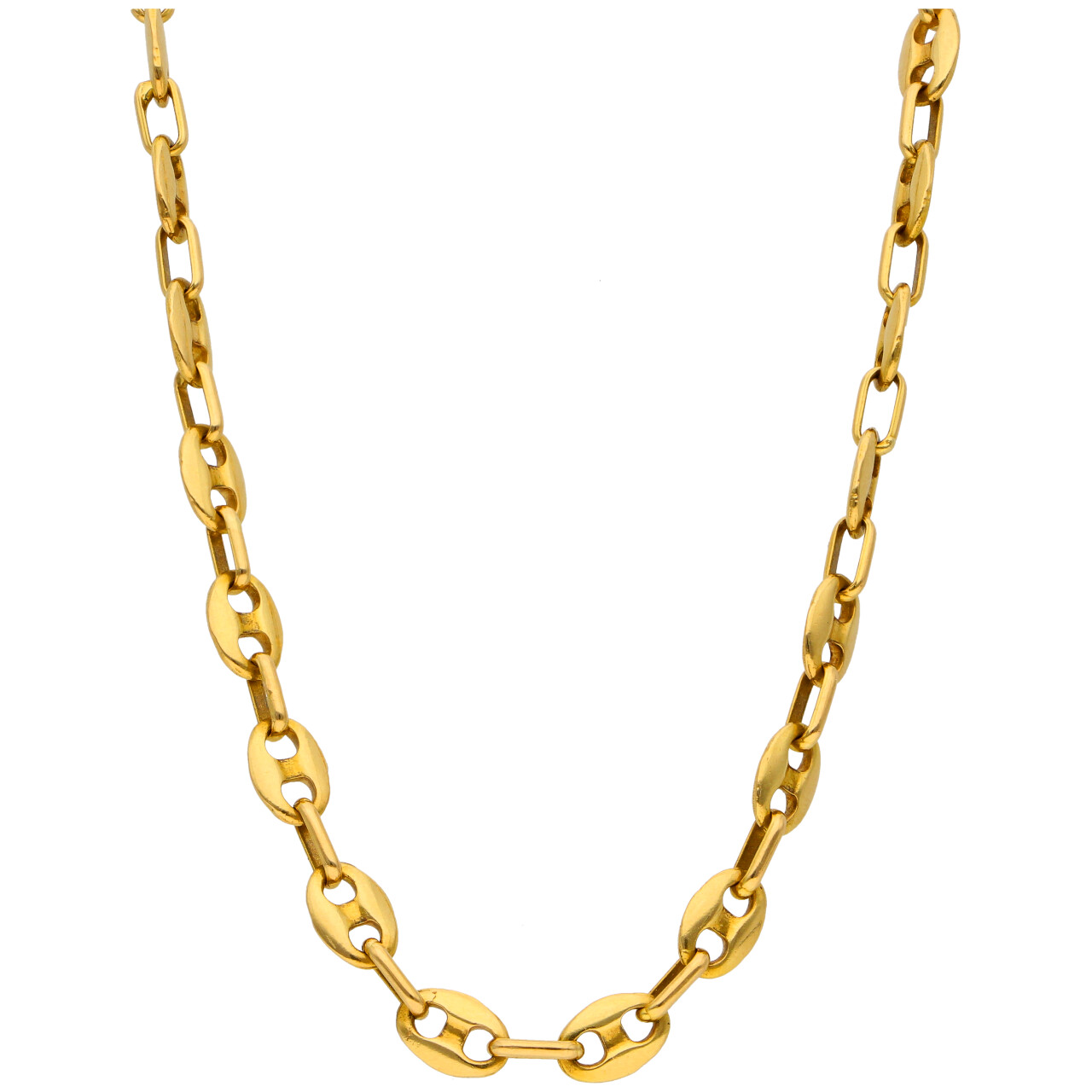 Gelbgoldkette im Kaffeebohnenmuster – 18 Karat, 62 cm