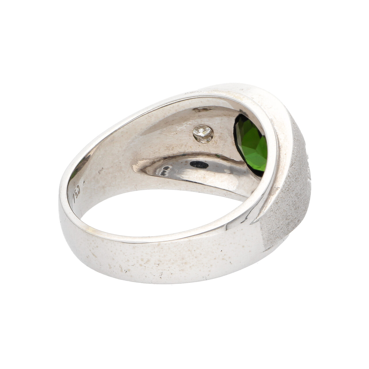 Anello oro bianco con quarzo verde e diamanti_4