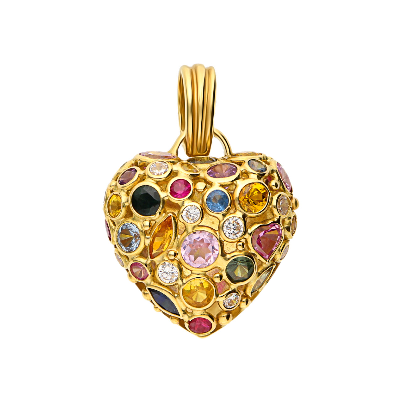 Ciondolo oro giallo lavorato con quarzi e zirconi_1