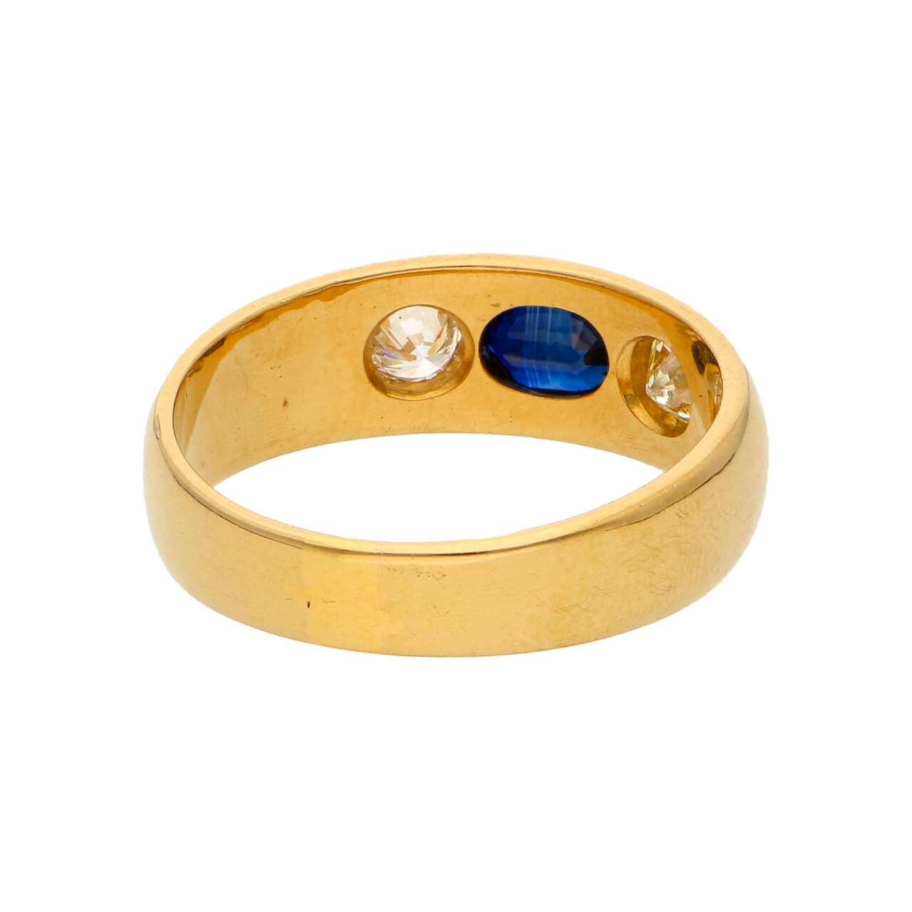 Anello fascia oro giallo con zaffiro e diamanti_3