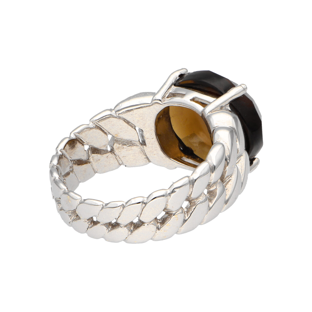 Anello oro bianco 14kt con quarzo morione_4