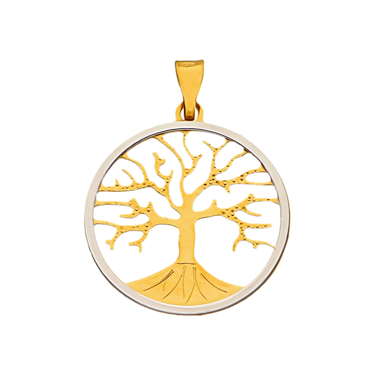 Ciondolo albero della vita oro giallo e bianco