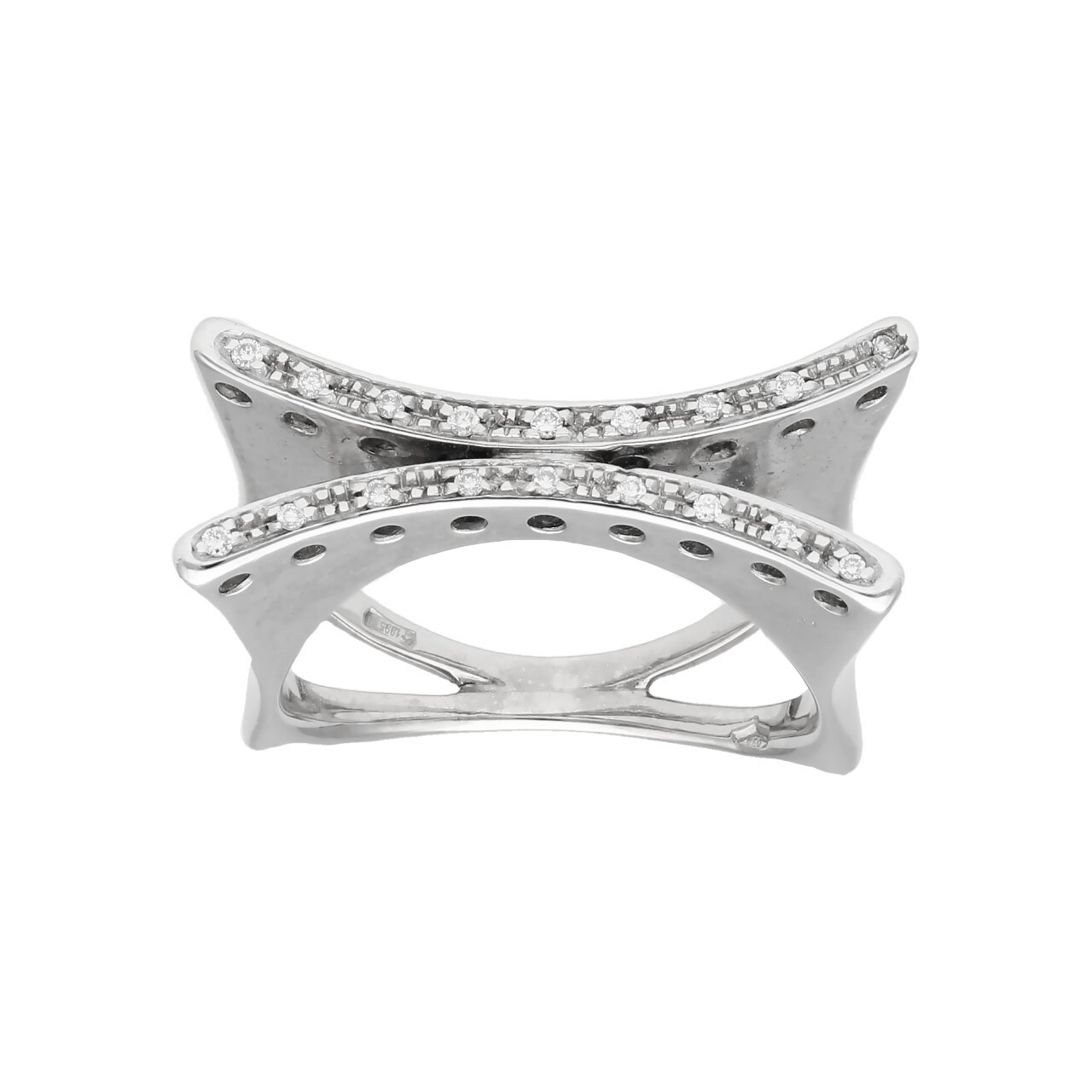 Anello moderno oro bianco con diamanti 0.18 ct._1