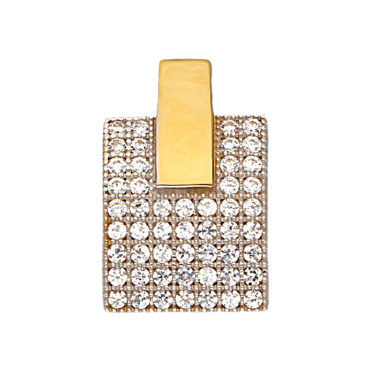 Ciondolo due ori 14kt con pavè di zirconi