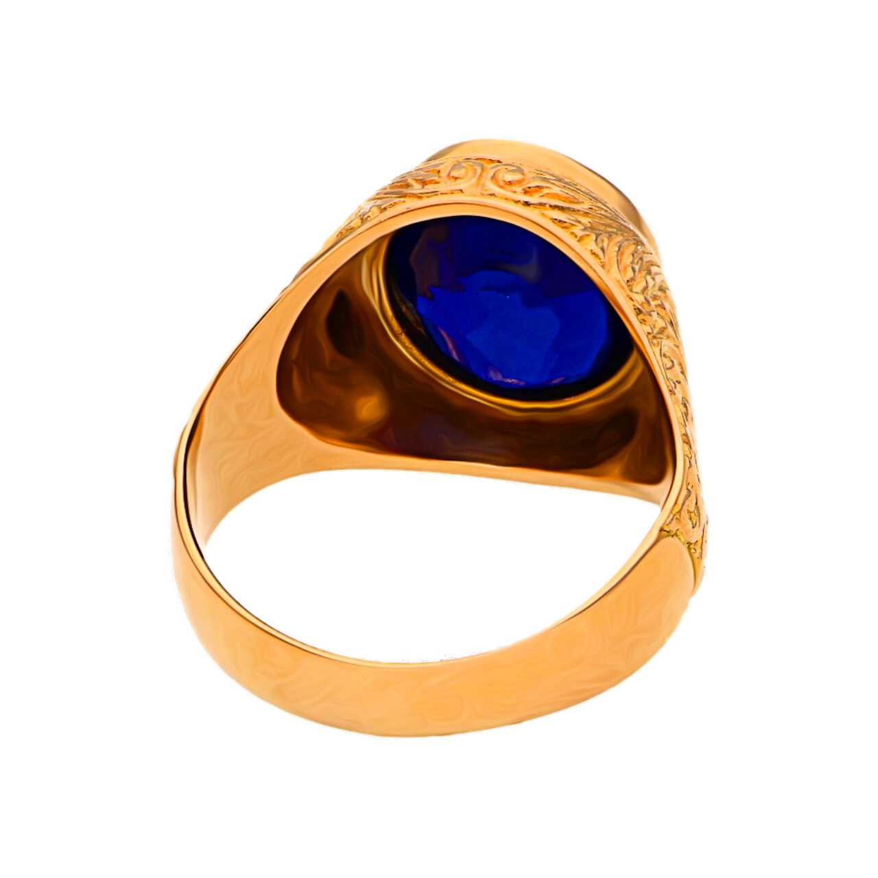 Anello uomo oro rosa e gemma blu_3