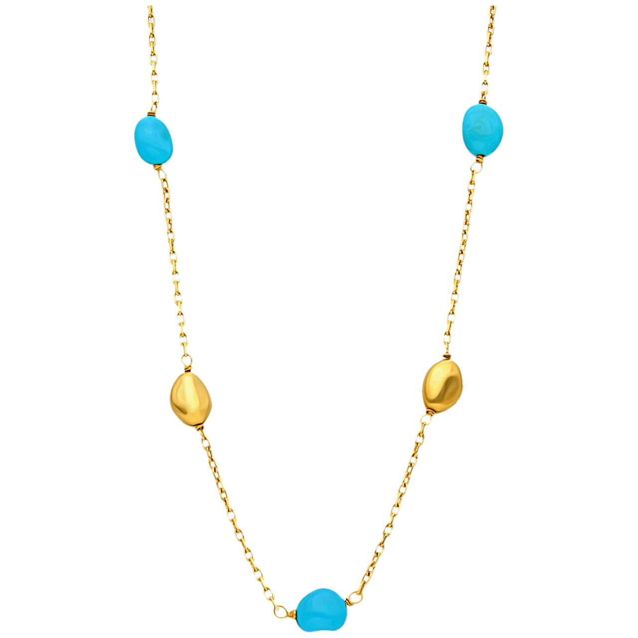 Collana in oro giallo con turchesi_1