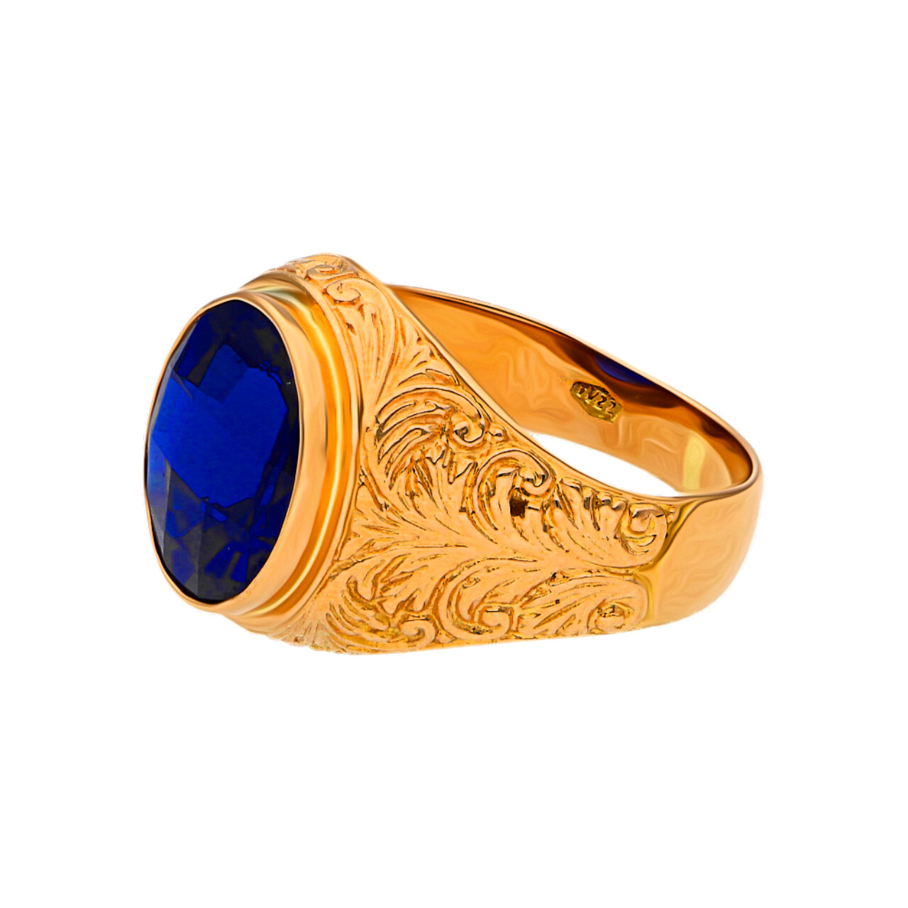 Anello uomo oro rosa e gemma blu_2