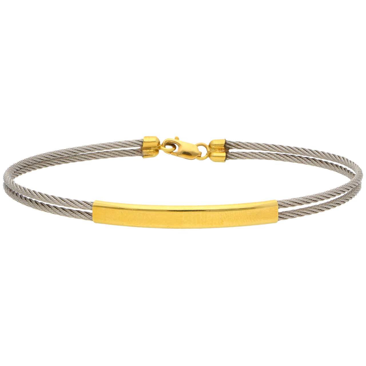 Bracciale rigido oro giallo e acciaio_1