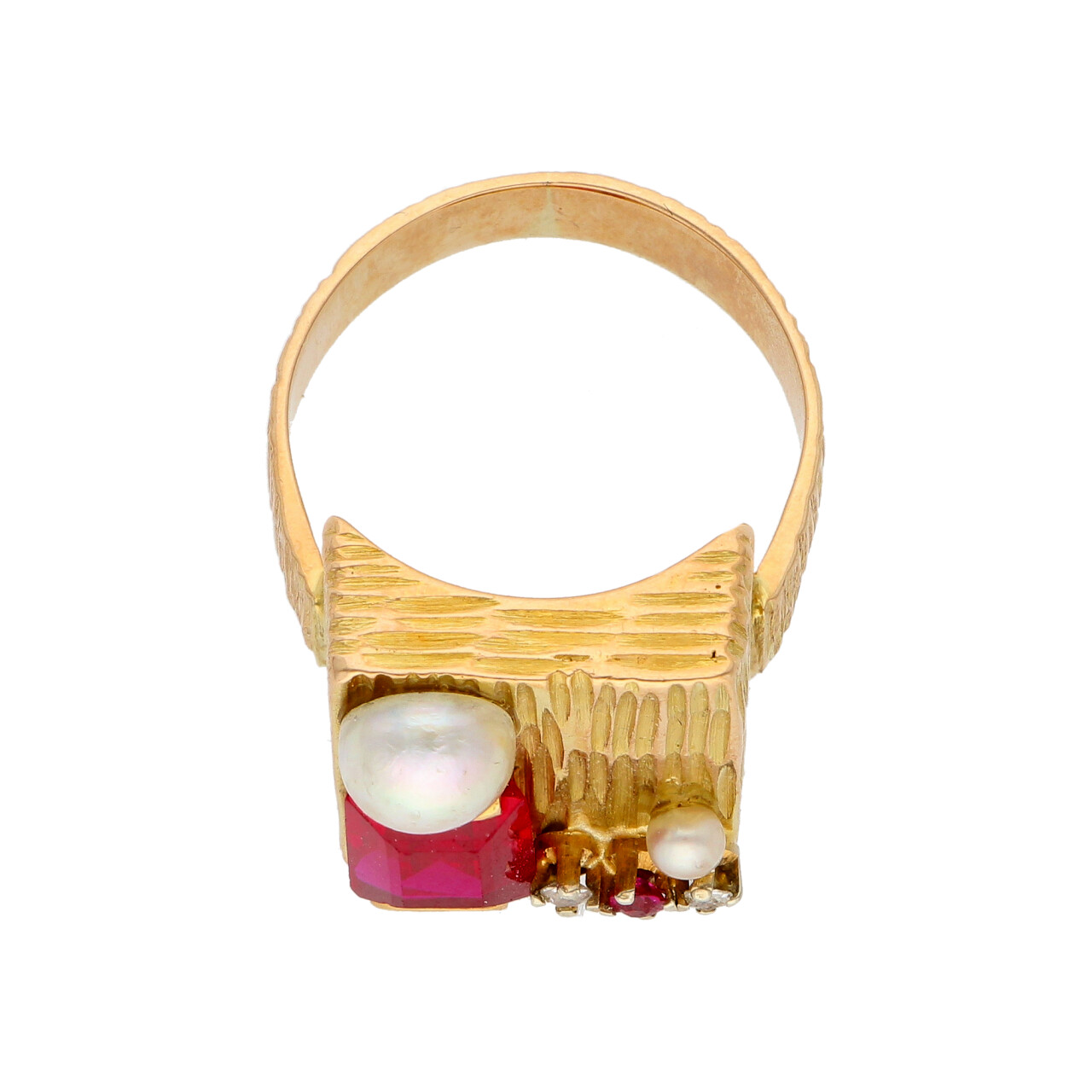 Anello oro giallo 14kt con perle diamanti e rubini_2