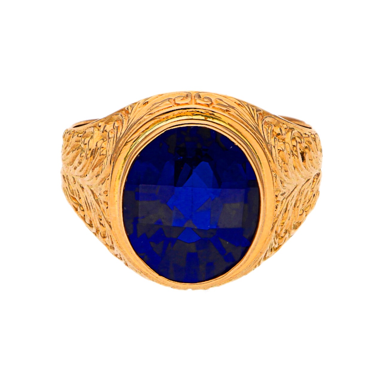 Anello uomo oro rosa e gemma blu_1
