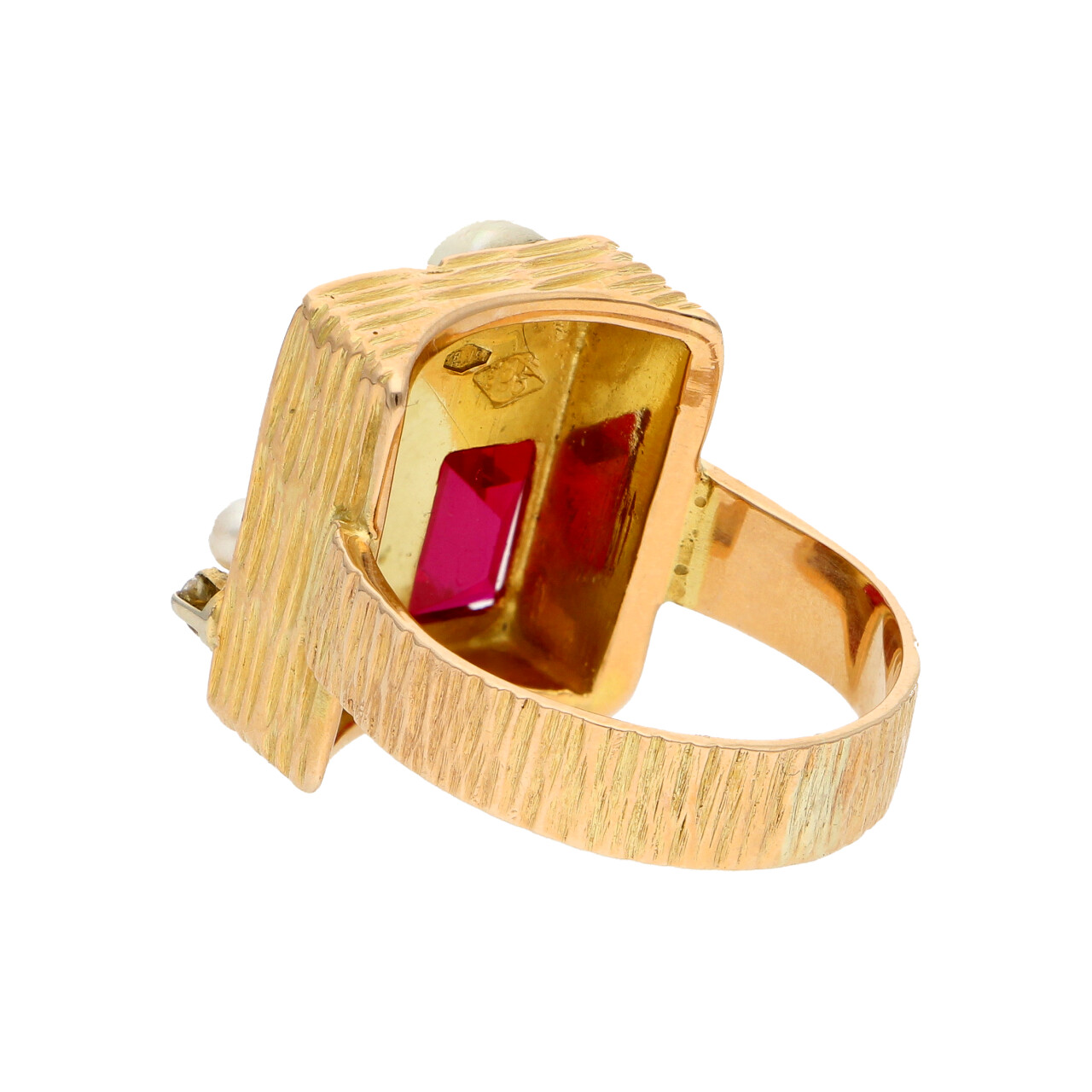 Anello oro giallo 14kt con perle diamanti e rubini_4