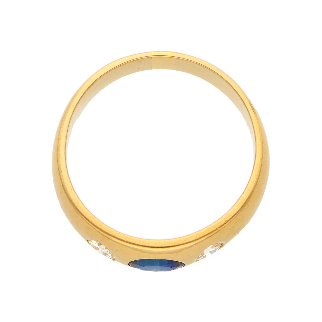 Anello fascia oro giallo con zaffiro e diamanti_4