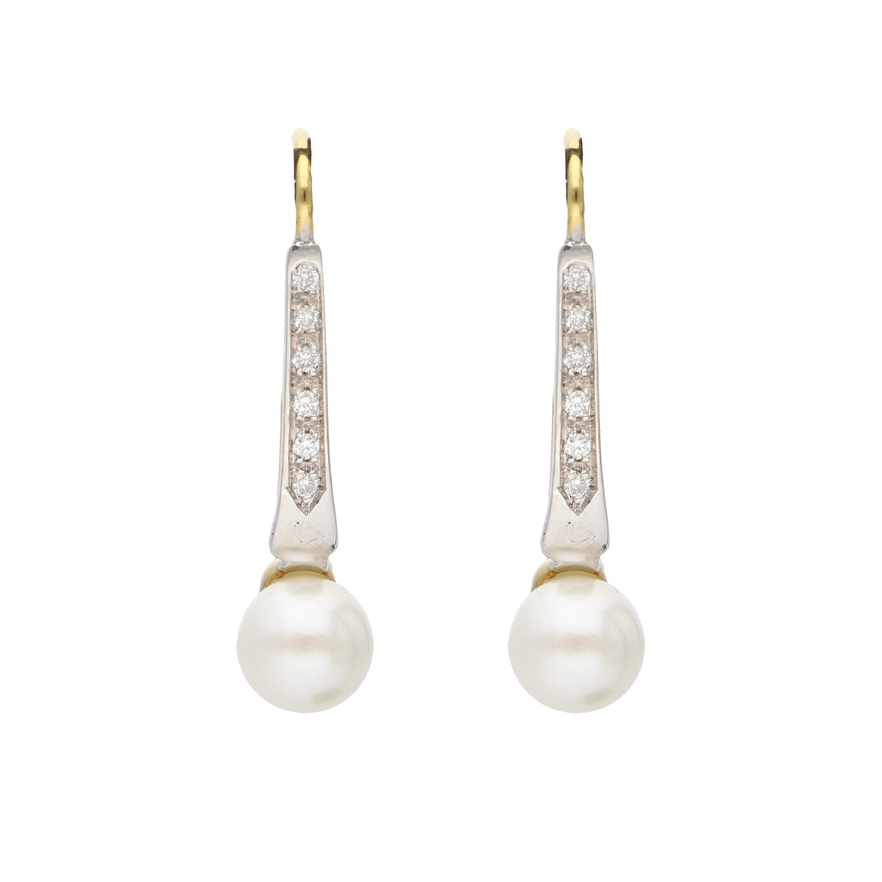 Hängende Ohrringe aus zweifarbigem Gold mit Perlen