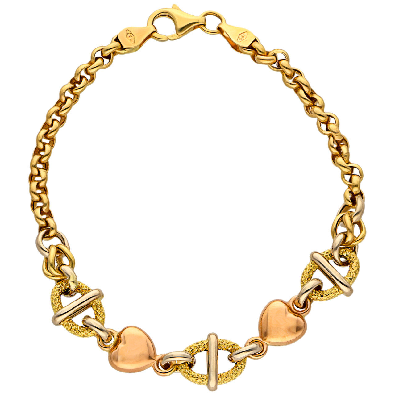 Bracciale tre ori con cuori