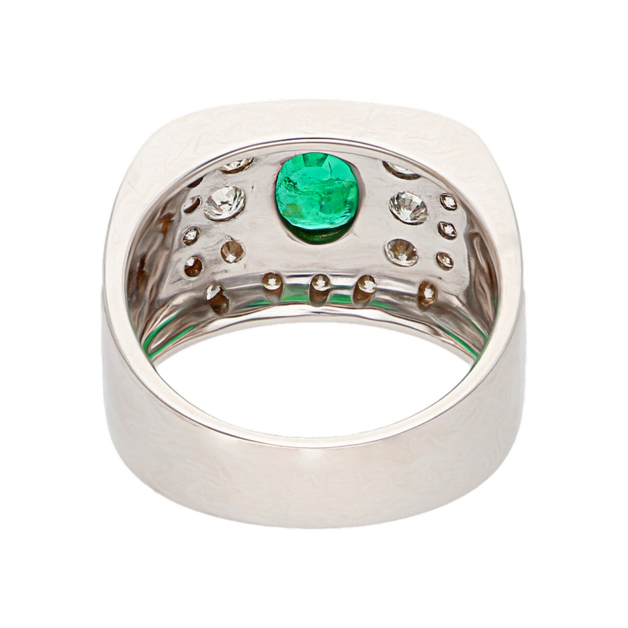 Anello oro bianco con pavè di diamanti e smerlado_3