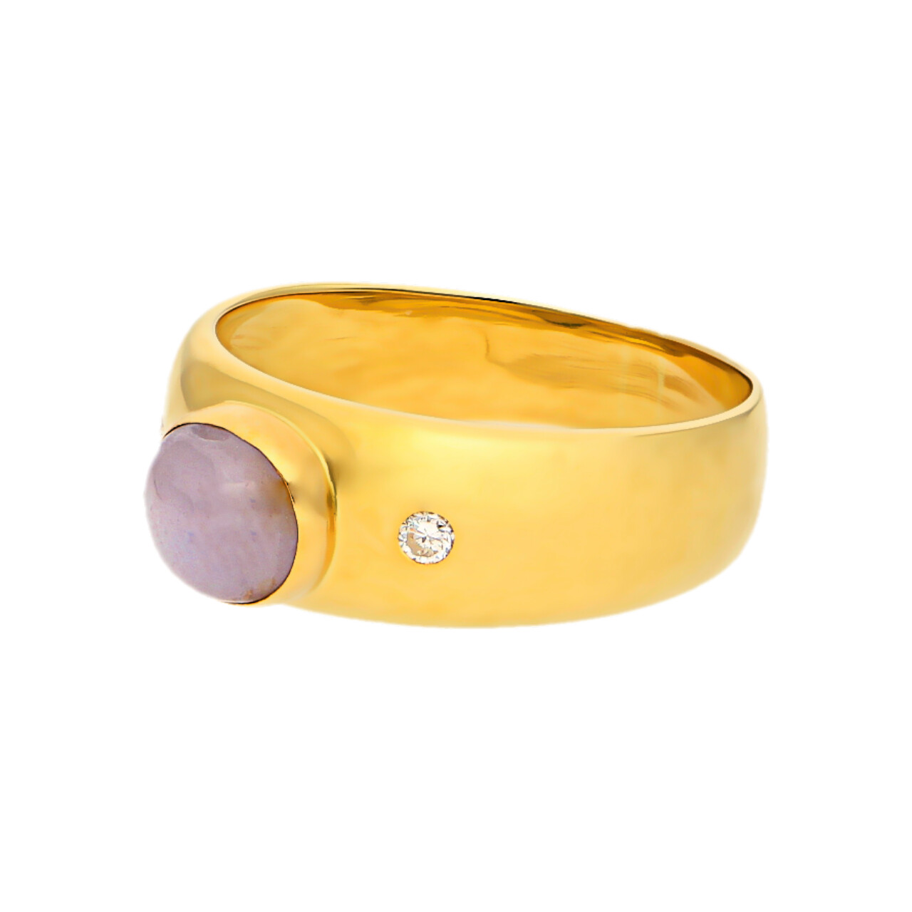 Anello oro giallo con pietra di luna e diamanti_2