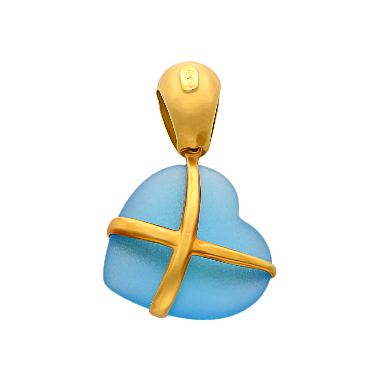 Ciondolo cuore oro giallo con cristallo satinato_3